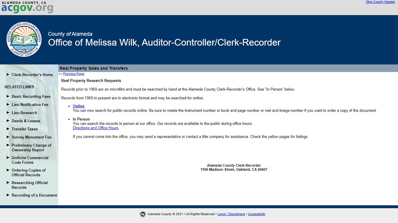 Real Property Sales and Transfers - Clerk-Recorder's Office - Alameda ...